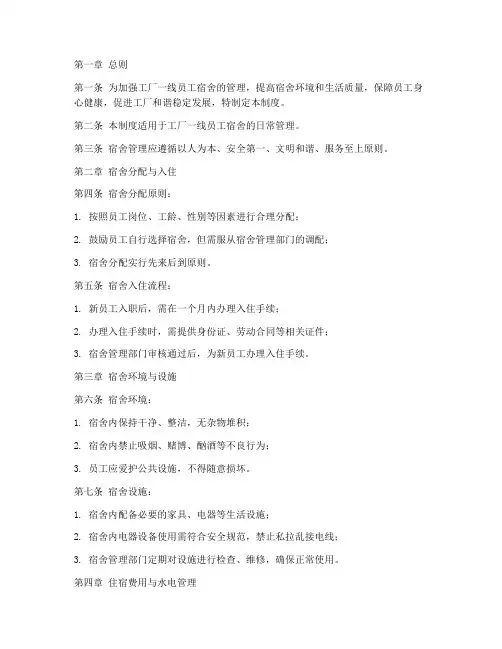 工厂一线员工宿舍管理制度