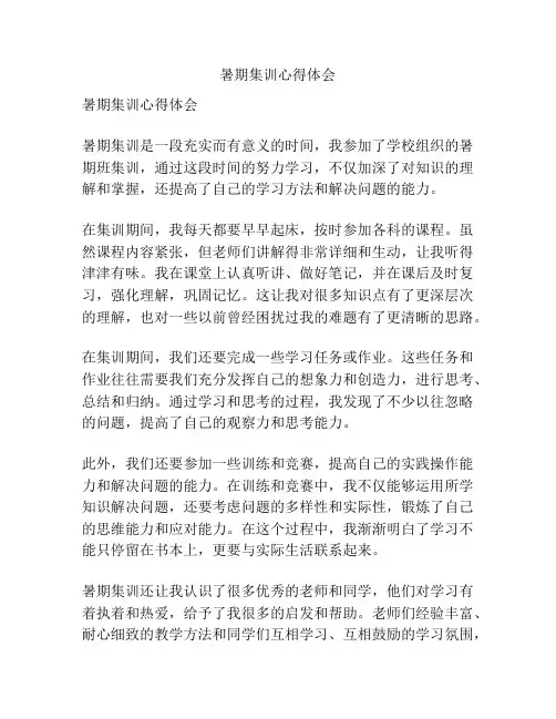 暑期集训心得体会