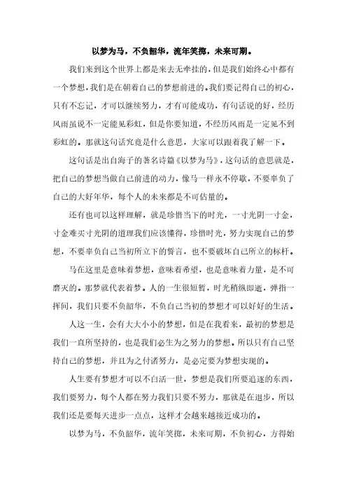 以梦为马,不负韶华,未来可期