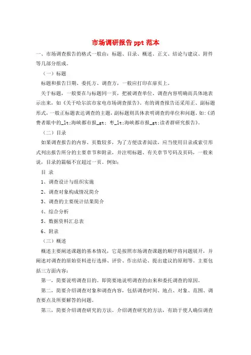 市场调研报告ppt范本