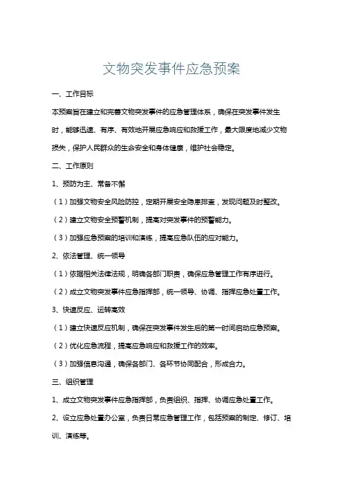 文物突发事件应急预案