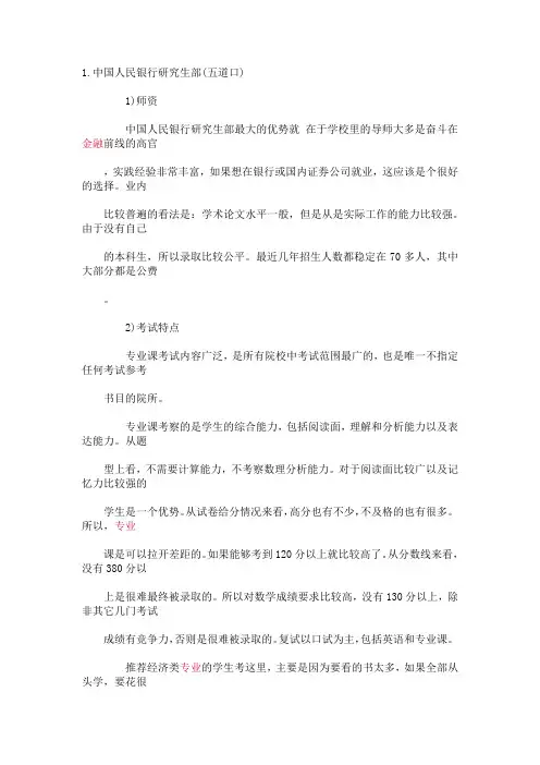金融专业十大牛校