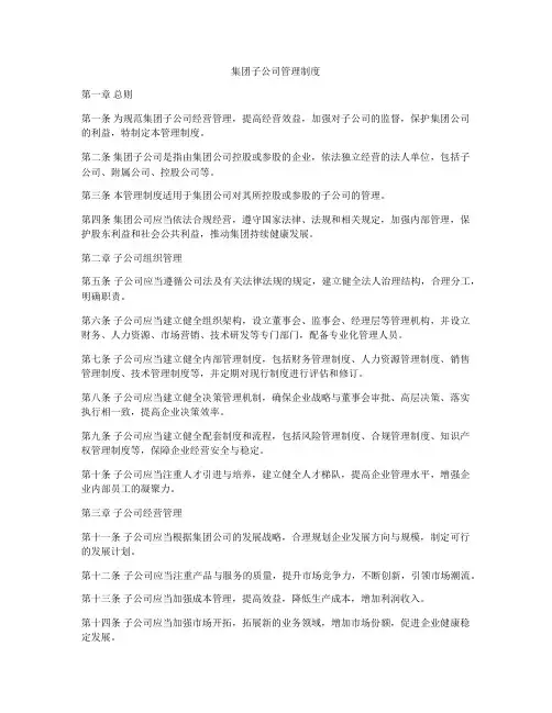 集团子公司管理制度