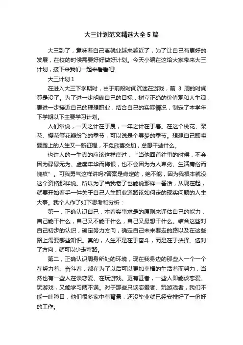 大三计划范文精选大全5篇