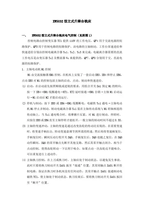 XW5032型立式升降台铣床