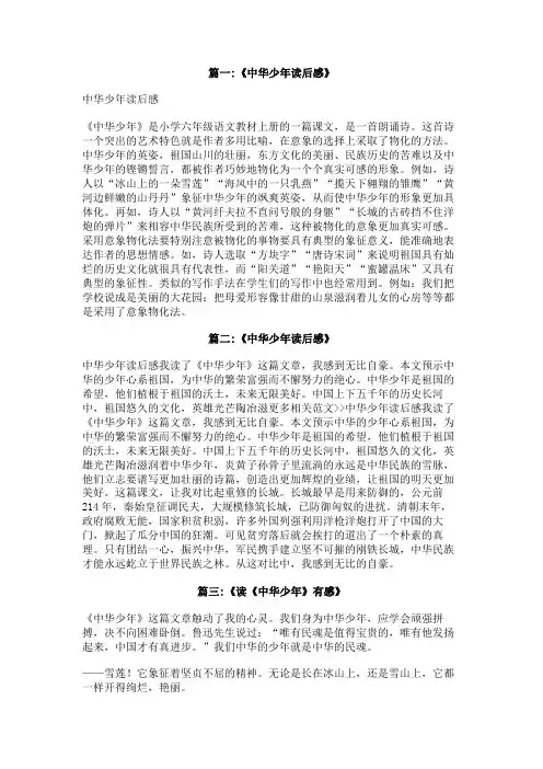 中华少年读后感