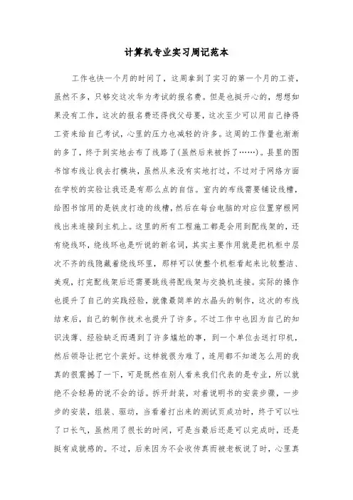 计算机专业实习周记范本（三篇）