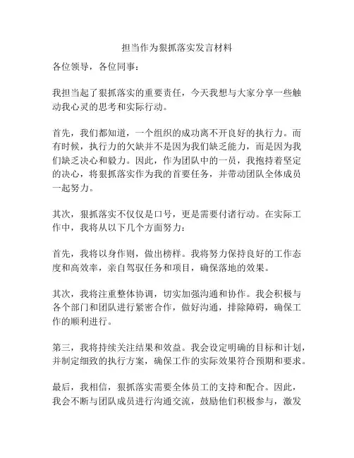 担当作为狠抓落实发言材料