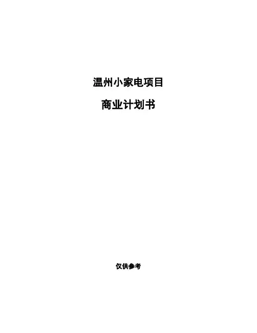温州小家电项目商业计划书