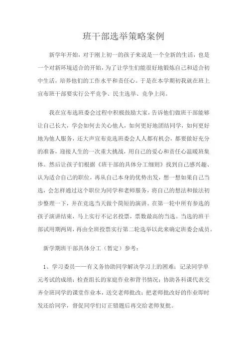 班干部选举策略案例