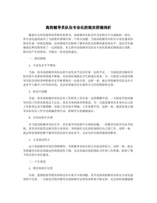 高校辅导员队伍专业化的现实困境浅析