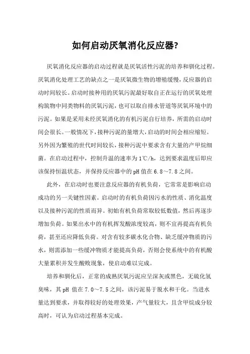 如何启动厌氧消化反应器