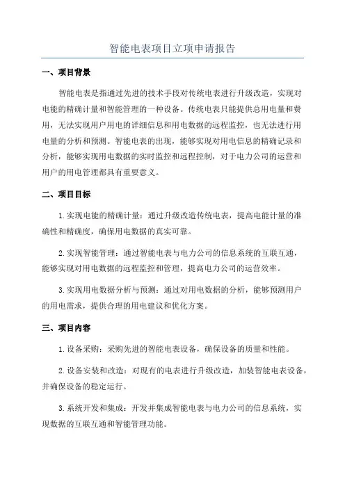 智能电表项目立项申请报告