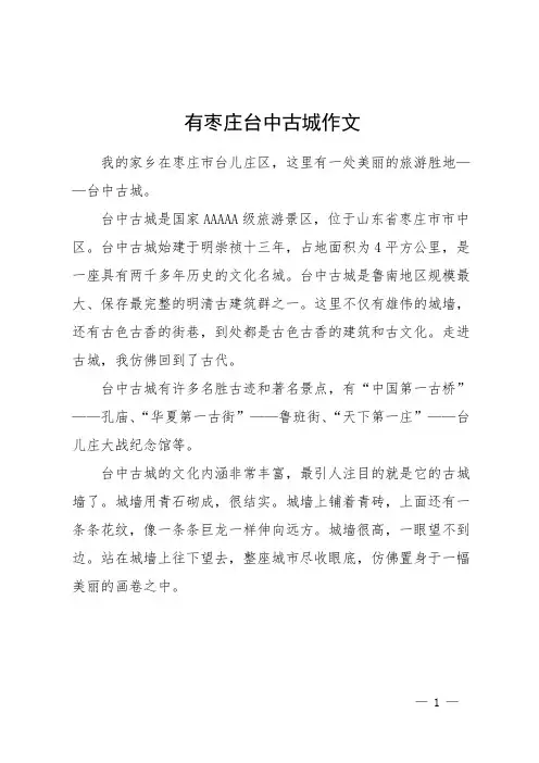 有枣庄台中古城作文
