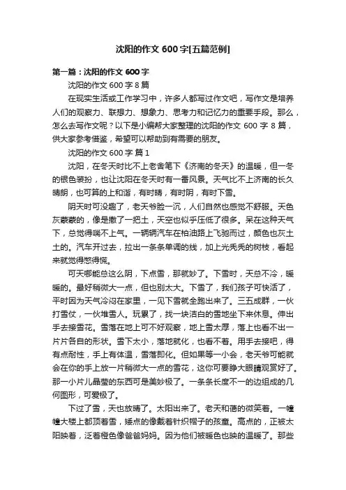 沈阳的作文600字[五篇范例]