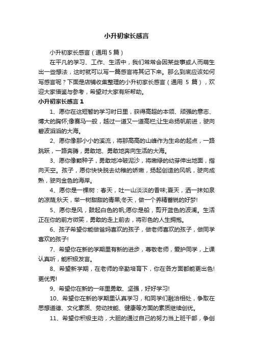 小升初家长感言