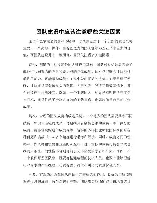 团队建设中应该注意哪些关键因素