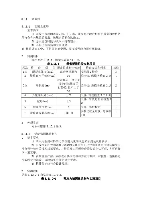 悬索桥质检标准