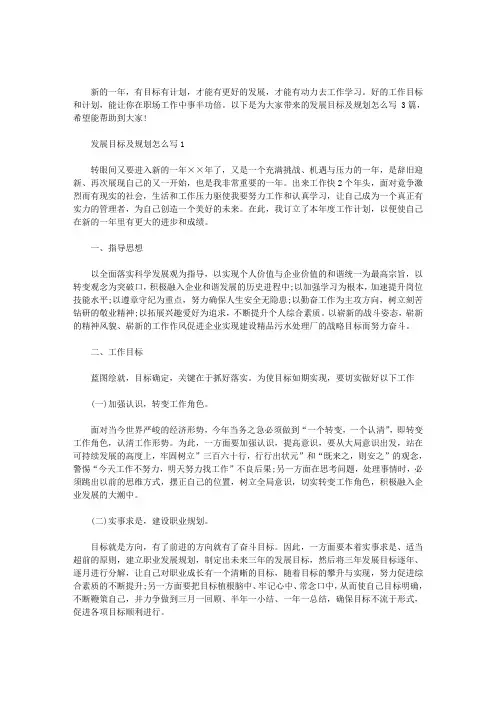 2020年发展目标及规划怎么写 3篇汇总