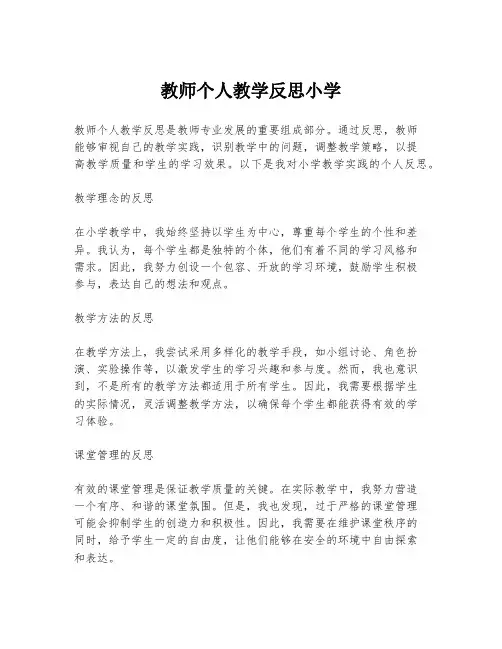 教师个人教学反思小学