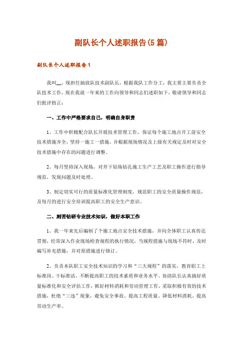 副队长个人述职报告(5篇)