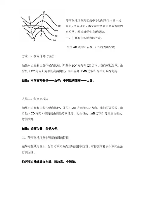 等高线地形图判读