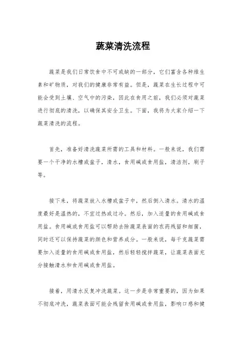 蔬菜清洗流程