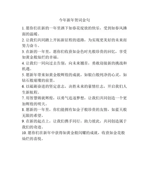 今年新年贺词金句