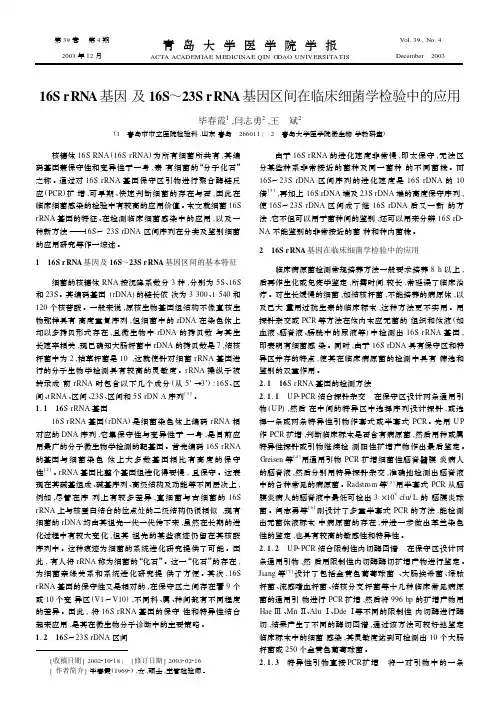 16S rRNA基因及16S～23S rRNA基因区间在临床细菌学检验中的应用