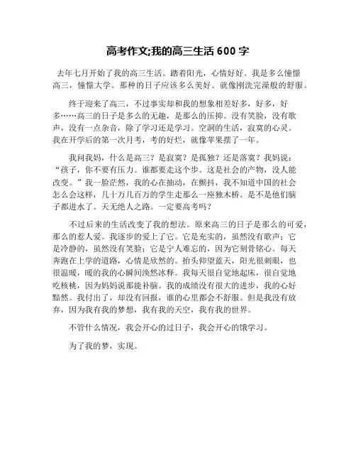 高考作文;我的高三生活600字