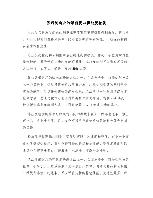 医药制造业的溶出度与释放度检测