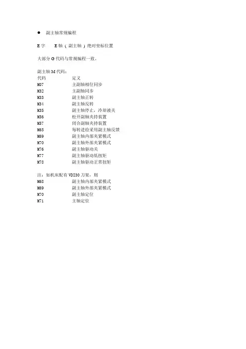 美国哈挺数铣中心   QUEST 副主轴编程