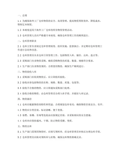 海外工厂仓库管理制度模板