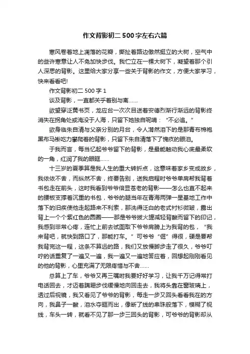 作文背影初二500字左右六篇
