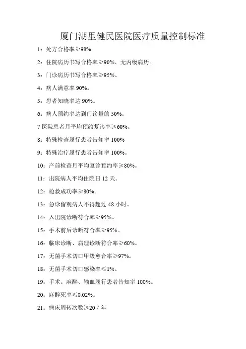 医疗质量控制指标