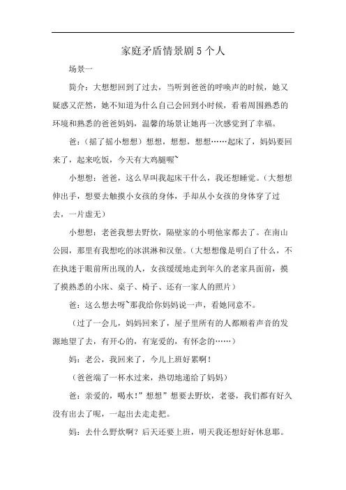 家庭矛盾情景剧5个人