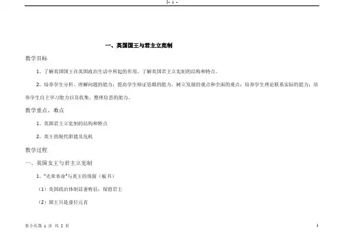 一、英国国王与君主立宪制