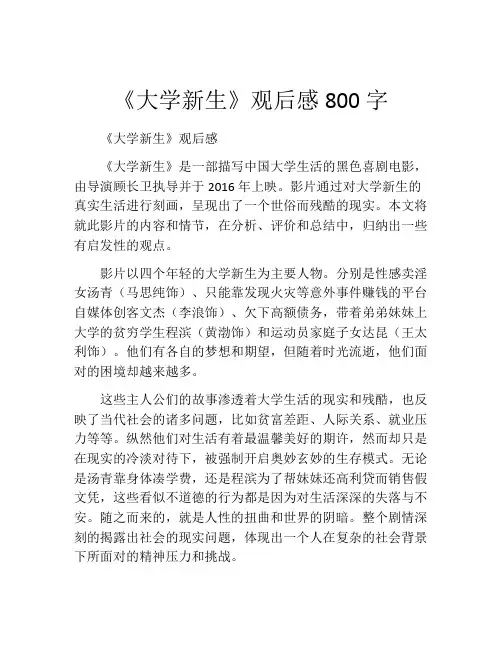 《大学新生》观后感800字