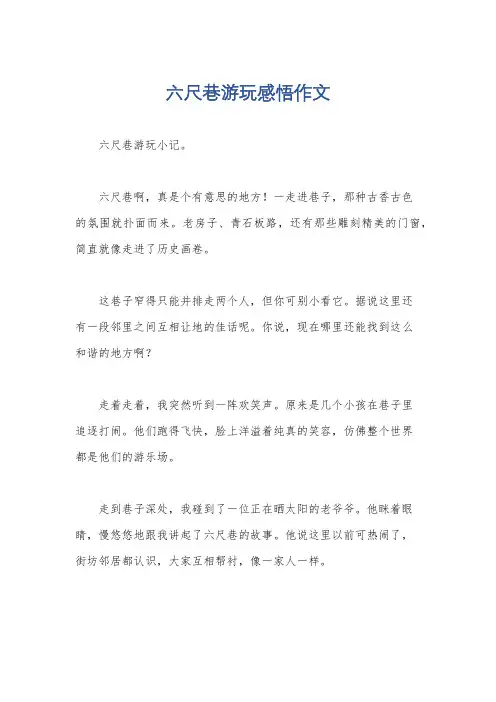六尺巷游玩感悟作文