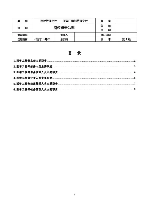 2  医学工程部(设备科)---岗位职责台账