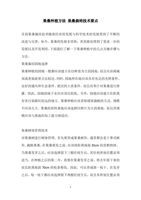果桑种植方法 果桑栽培技术要点