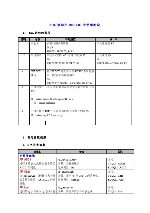 SQL Server和Oracle的通用函数