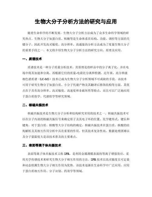 生物大分子分析方法的研究与应用