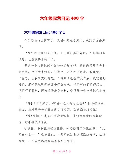 六年级露营日记400字