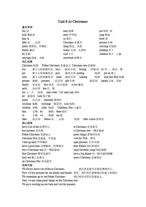 译林版五年级上册第八单元知识点整理G5AU8 At Christmas