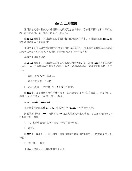 shell 正则规则