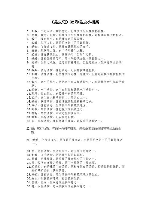 昆虫记32种昆虫档案
