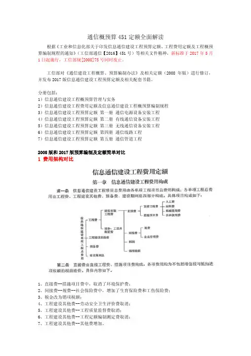 (仅供参考)通信概预算451定额全面解读