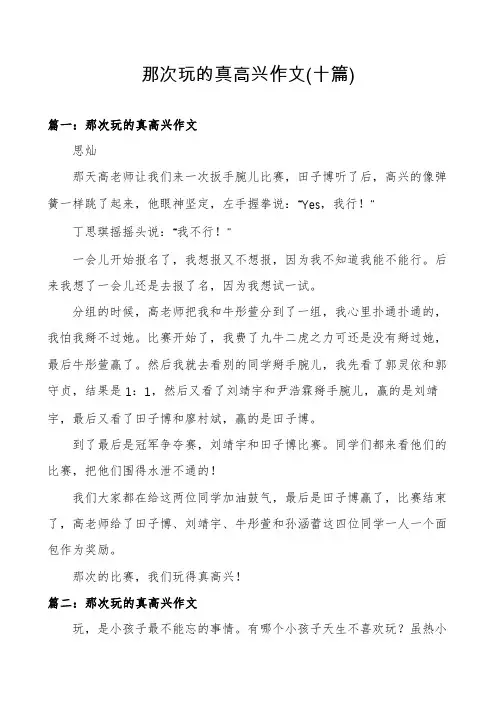 那次玩的真高兴作文(十篇)