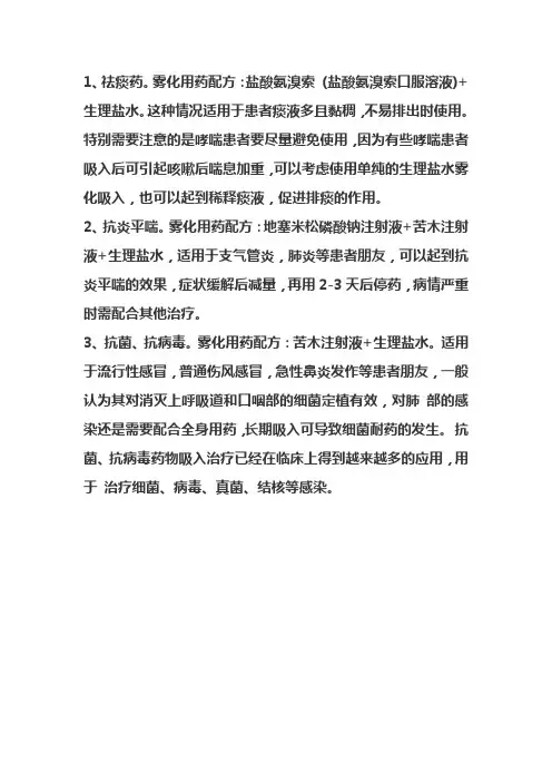 常用雾化处方